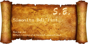 Simonits Bálint névjegykártya